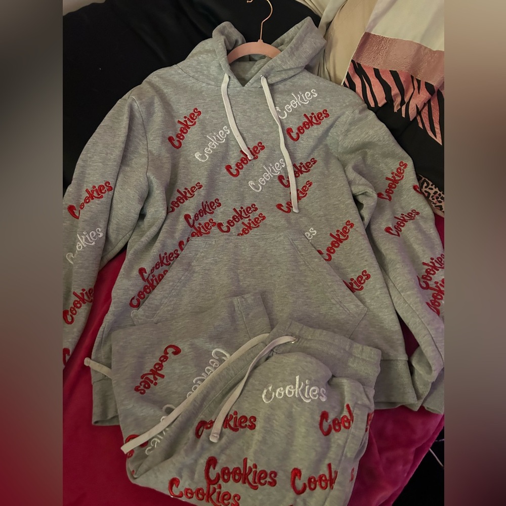 Cookies Triple Beam Grey Hoodie and Shorts Set